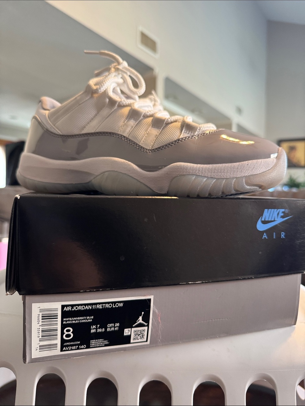Jordan 11 Retro Low — White & Gray Men's Sneaker